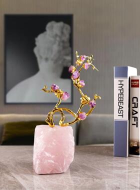 创意轻奢紫水晶梅花家居艺术摆件客厅卧室玄关酒柜桌面水晶装饰品