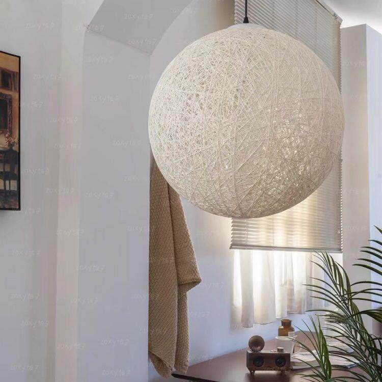 工装家装设计师款手工藤艺麻球吊灯侘寂风民宿复古卧室日式灯具,淘宝优惠券,粉丝福利购,淘宝优惠卷