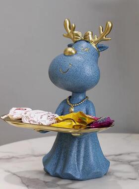 轻奢鹿托盘卧室梳妆台收纳首饰摆放装饰品玄关放钥匙摆件结婚送礼