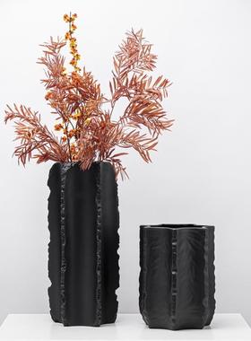 现代北欧创意直筒树脂花瓶花器软装样板间客厅茶几餐桌面插花饰品