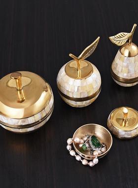 欧式进口黄铜珠宝首饰盒收纳盒烟灰缸尖蜡烛台桌面家居饰品摆件