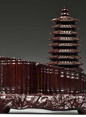 极速黑檀木雕实木九层文昌塔笔筒送老师学生领导送礼品办公室客厅