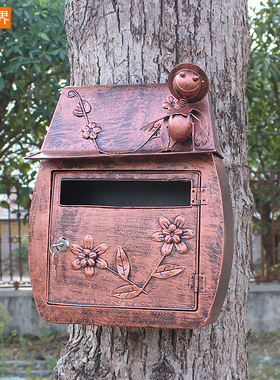 极速欧式别墅信箱田园复古挂墙带锁信报箱邮筒学校防水室外信箱