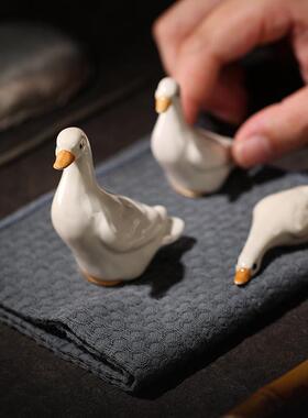 极速陶瓷仿真小鸭子摆件创意动物可爱小白鸭庭院盆栽鱼缸装饰水景