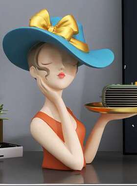 极速创意女孩托盘玄关钥匙收纳摆件家居饰品客厅电视柜装饰生日礼