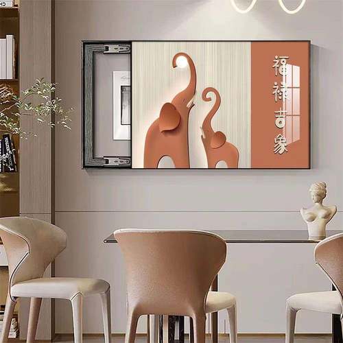 代简约11514电箱装饰画推拉现电闸箱厅总表客开关遮挡箱免打孔挂 - 图2