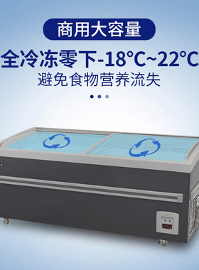 极速大容量组合岛柜冰柜商用卧式冷藏冷冻柜保鲜展示柜超市玻璃盖