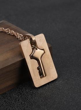 情侣同心锁手镯项链手錬一对礼物钥匙节互锁爱心钛钢情人抖音同款