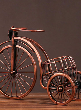 欧式复古三轮车红酒架摆件家居客厅酒柜桌面装饰葡萄酒杯架摆件