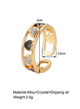 Hollow open ring 小众女微镶爱心设计感轻奢镂空开口戒指可调节