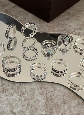 15pcs set Diamond love rings women女士复古镂空镶钻戒指15件套