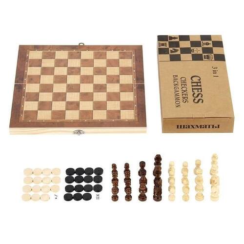 极速ssze 3 IN 1 Wooden Intern4atiionaBHSl Chess Set Wooden C - 图1