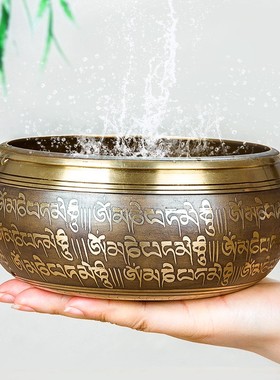 纯铜尼泊尔手工佛音碗瑜伽冥想颂钵音疗静心钵铜磬钵盂金刚杵
