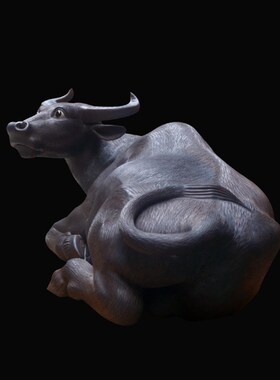 精品石湾陶瓷大号黑卧水牛招财摆件客厅玄关前台新房摆设开业礼品