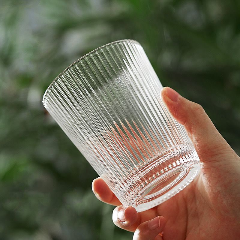玻璃杯ins风条纹杯子咖啡杯简约杯女韩国清新可爱新款日式水杯-图0