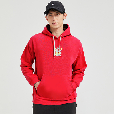 R.Q.G秋冬季纯色印花连帽卫衣