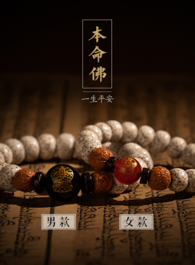 2021年十二生肖本命佛八大守护神女手链星月菩提手串情侣手链男款