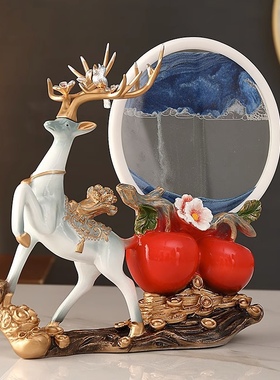 创意流沙招财鹿摆件客厅电视柜玄关办公室酒柜家居装饰品乔迁礼物