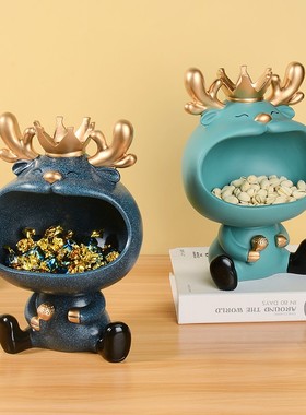 创意进门玄关钥匙收纳鹿摆件客厅桌面可爱招财装饰电视柜家居饰品