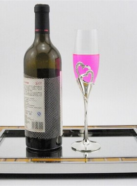 包邮白色牛骨牛角托盘 长方形 带镜面 不锈钢 家居饰品摆件 摆台