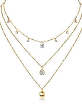 跨境爆款S925银莫桑石叠戴颈链