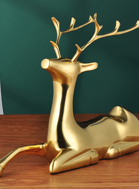 铜鹿酒架摆件轻奢创意家居客厅玄关电视柜装饰工艺品乔迁新居礼物