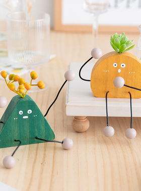 阿楹 可爱桌面电视柜小摆件吊脚娃娃北欧ins日式置物架家居装饰品