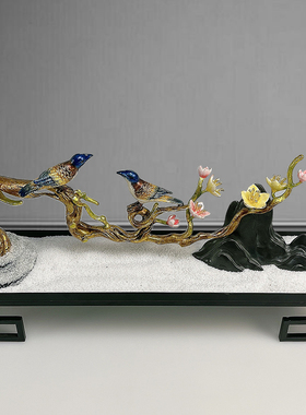 新中式创意迎客松客厅玄关茶几电视酒柜摆件酒店别墅大厅摆设乔迁