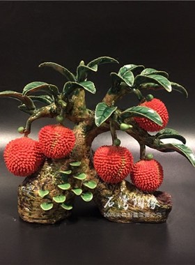 石湾荔枝摆件陶瓷工艺品陶瓷摆件创意饰品 手工制作荔枝