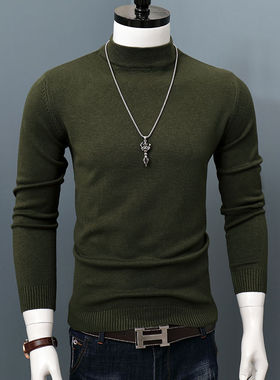 好货2022 New Men Autumn Winter Korean Pure Half Turtleneck P