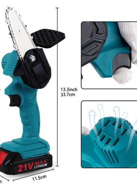 迷你4寸电链锯充电式电锯伐木砍树家用小型电动手锯锂电修枝锯