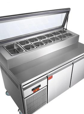 商用风冷冷藏披萨撒料台保鲜无霜冷柜比萨操作台沙拉工作台