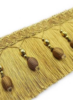 青峰窗饰金珠牛筋龙须窗帘排纱花边沙发幔头辅料手工欧式花边