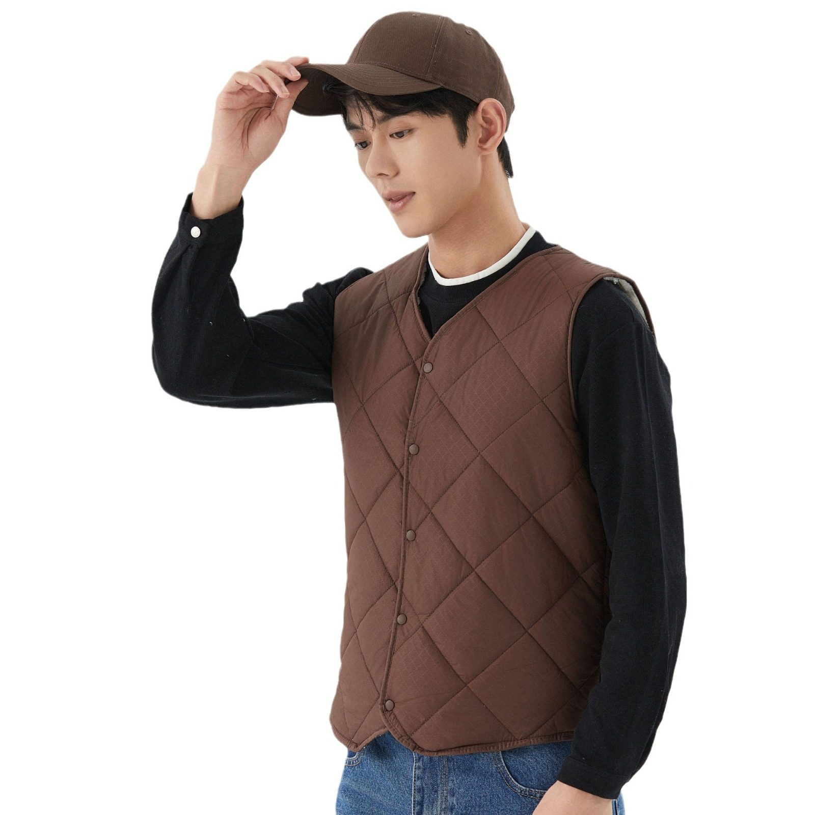 衫宣男士羊羔绒秋冬短款男士背心菱形加绒保暖毛西装尖角马甲2162,淘宝优惠券,粉丝福利购,淘宝优惠卷