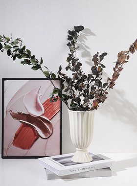 陶瓷花瓶中古风干花插花花器家居饰品摆件客厅餐桌桌面底部打孔