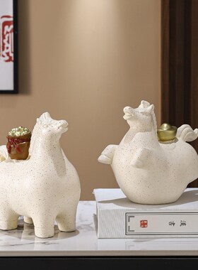 家居新中式马上有钱摆件客厅工艺品玄关I酒柜乔迁礼物装饰品可代