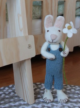 极速北欧乡村风羊毛毡摆件 手工羊毛毡可爱兔子摆件 儿童房ins摆