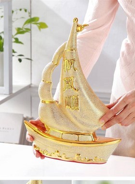 电视机柜摆件一h帆风顺帆船寓意好客厅新房乔迁酒电视店铺装饰品