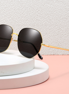太阳眼镜女无框切边时尚太阳镜网红款抗UV开车眼镜圆脸潮2022新款