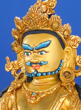 黄财神佛像10寸全鎏金藏传密宗尼泊尔工艺家用佛台10寸财神像摆件