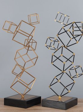 样板房大摆件现代简约家居客厅饰品电视柜轻奢创意软装金属装饰