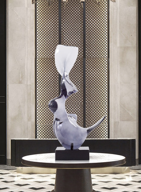 Rzone 别墅样板房玄关软装雕塑抽象摆件透明树脂家居装饰工艺术品