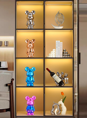 现代轻奢高档高端红酒架酒柜装饰品客厅餐边电视柜暴力熊摆件套装