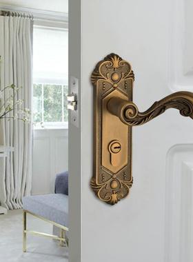 老款复古古铜色锁锌合金单舌假插芯锁房间门卫生间门