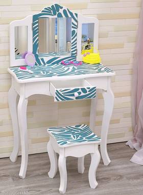 美式儿童梳妆台小型卧室现代简约女性小公主化妆桌多功能化妆台