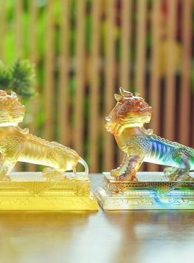 琉璃九华山谛听神兽地藏王菩萨坐骑摆件居家佛堂寺庙供奉车载摆放