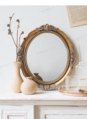 树脂镜面托盘相框摆台创意欧式复古托盘手工树脂相框椭圆画框