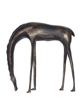 新中式马现代简约黑色铸铁金属抽象动物摆件饰品样板房售楼处软装