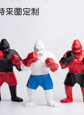 热卖卡通运动金刚拳击举重大猩猩树脂工艺品装饰客厅摆件