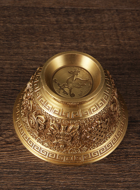 速发供花纯铜雕藏供水杯密宗七支西水碗家用佛前供佛杯大小号圣水